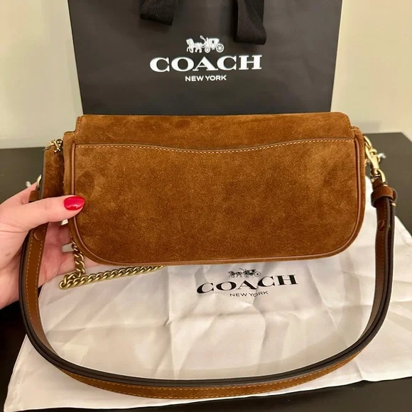 Coach Brook Bag in Warm Brown Suede - Picture 3 of 6